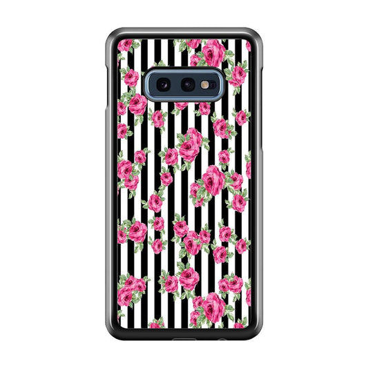 Girly Pink Rose Strip Samsung Galaxy S10E Case-Plastic / Full Wrap (3D Case)-Xtracase