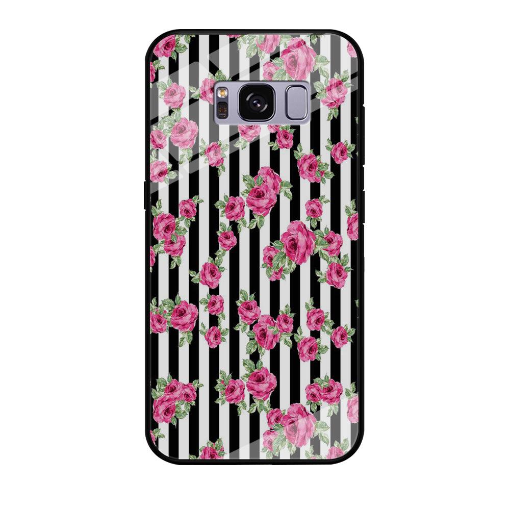 Girly Pink Rose Strip Samsung Galaxy S8 Case-Tempered Glass Case-Xtracase