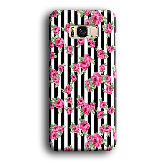Girly Pink Rose Strip Samsung Galaxy S8 Case-Plastic / Full Wrap (3D Case)-Xtracase