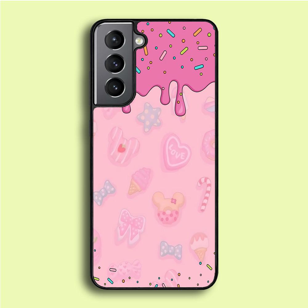 Girly Sweet Pink Cream Samsung Galaxy S21 Plus Case-Rubber / White (2D Case)-Xtracase
