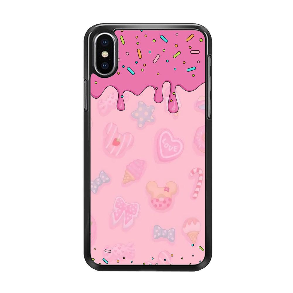 Girly Sweet Pink Cream iPhone X Case-Rubber / Black (2D Case)-Xtracase