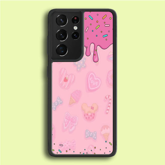 Girly Sweet Pink Cream Samsung Galaxy S21 Ultra Case-Plastic / Full Wrap (3D Case)-Xtracase