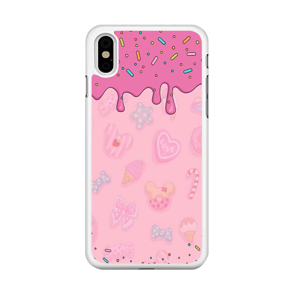 Girly Sweet Pink Cream iPhone X Case-Rubber / White (2D Case)-Xtracase