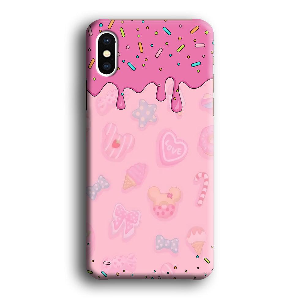 Girly Sweet Pink Cream iPhone X Case-Plastic / Full Wrap (3D Case)-Xtracase