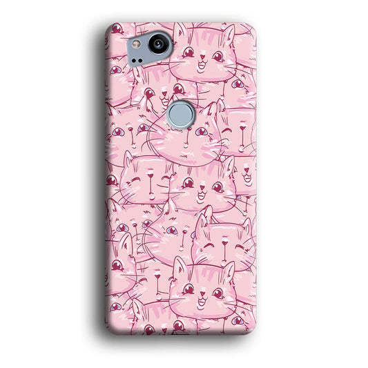 Girly Cute Face Cat Google Pixel 2 3D Case-Xtracase