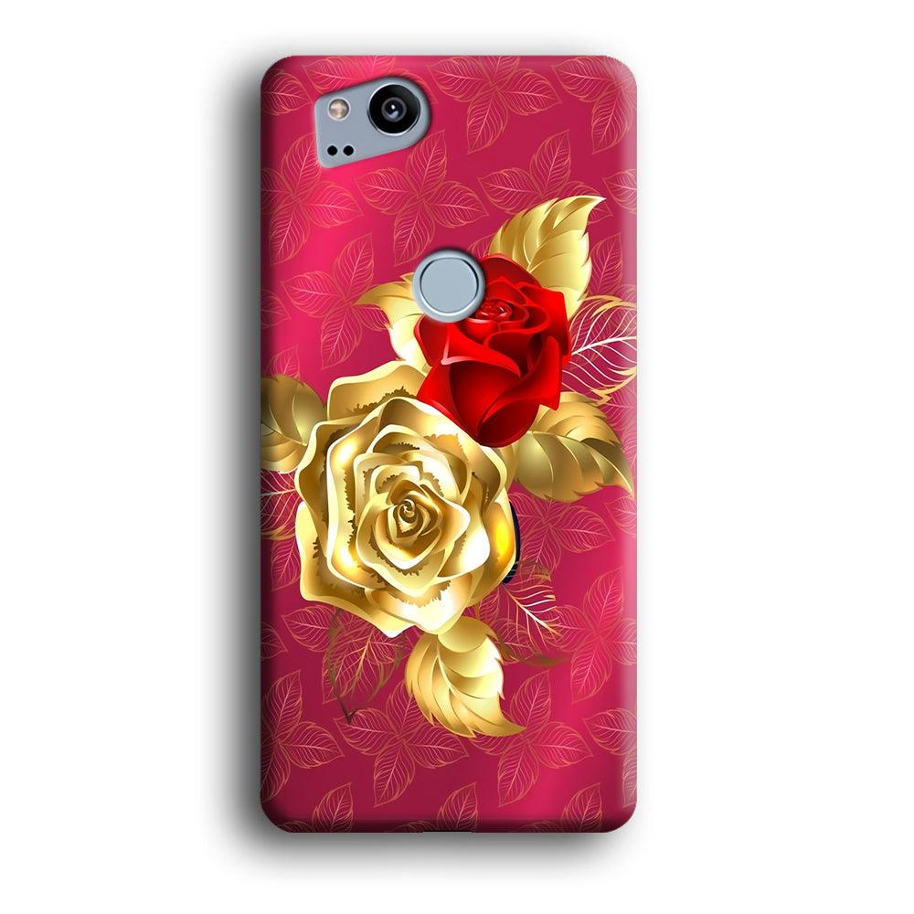Girly Golden and Red Roses Google Pixel 2 3D Case-Xtracase