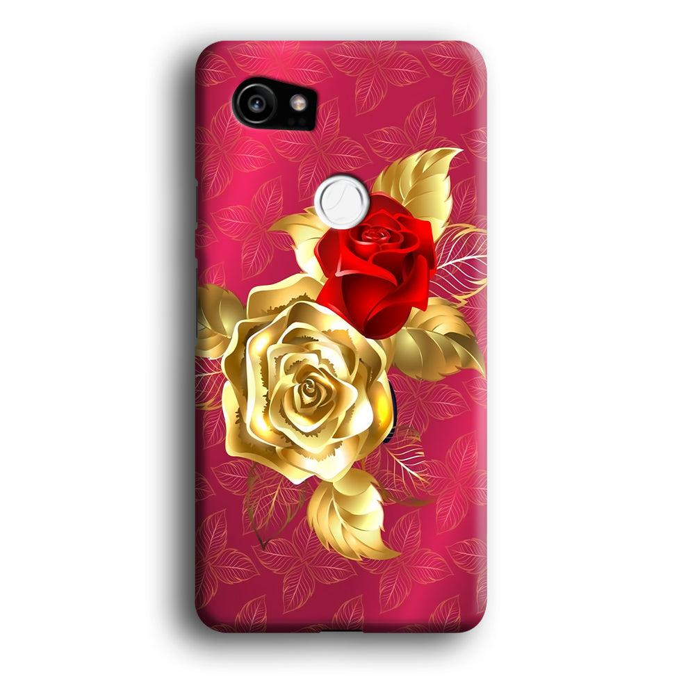 Girly Golden and Red Roses Google Pixel 2 XL 3D Case-Xtracase
