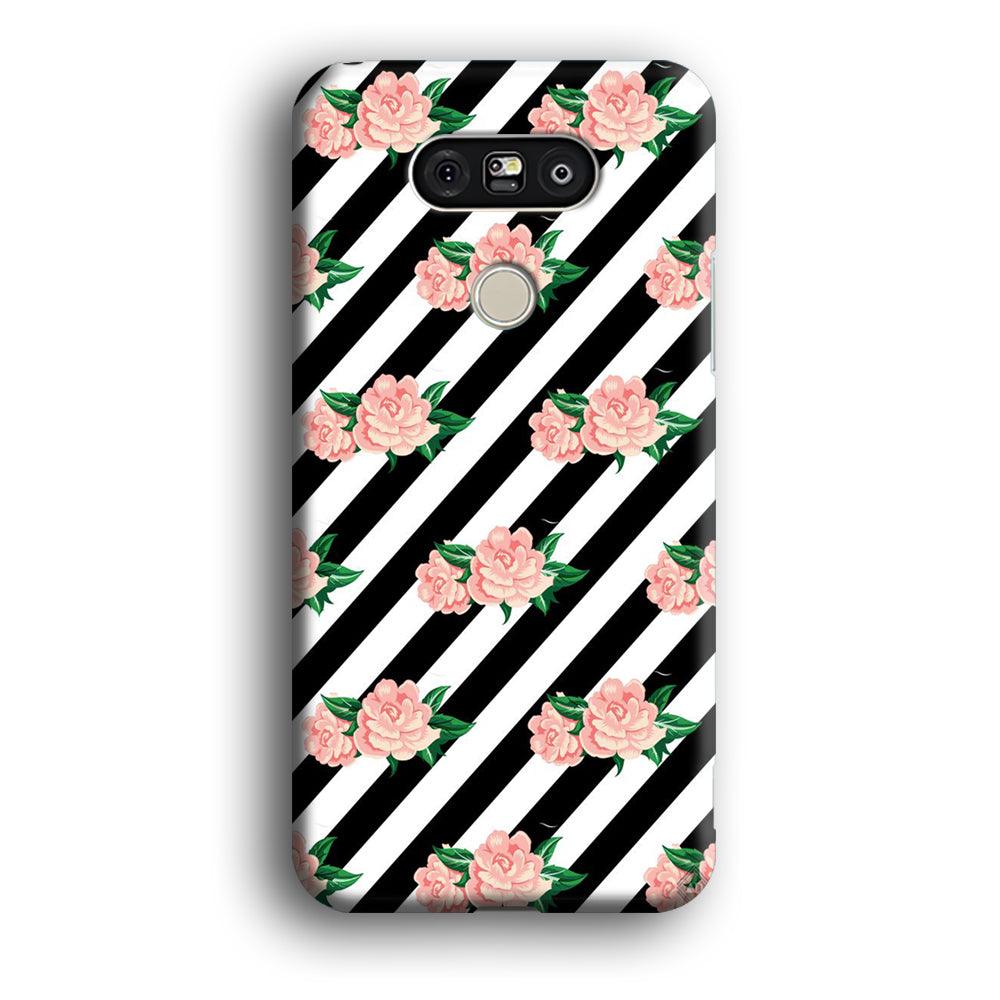 Girly Pink Rose Black Stripe LG G5 3D Case-Xtracase