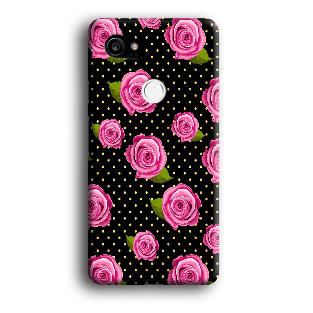 Girly Pink Rose Polka Google Pixel 2 XL 3D Case-Xtracase