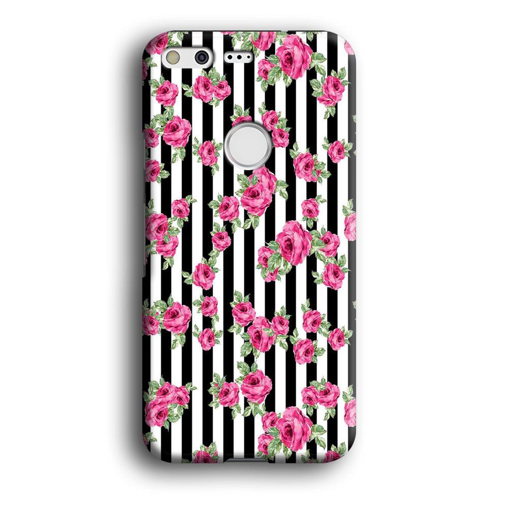 Girly Pink Rose Strip Google Pixel XL 3D Case-Xtracase