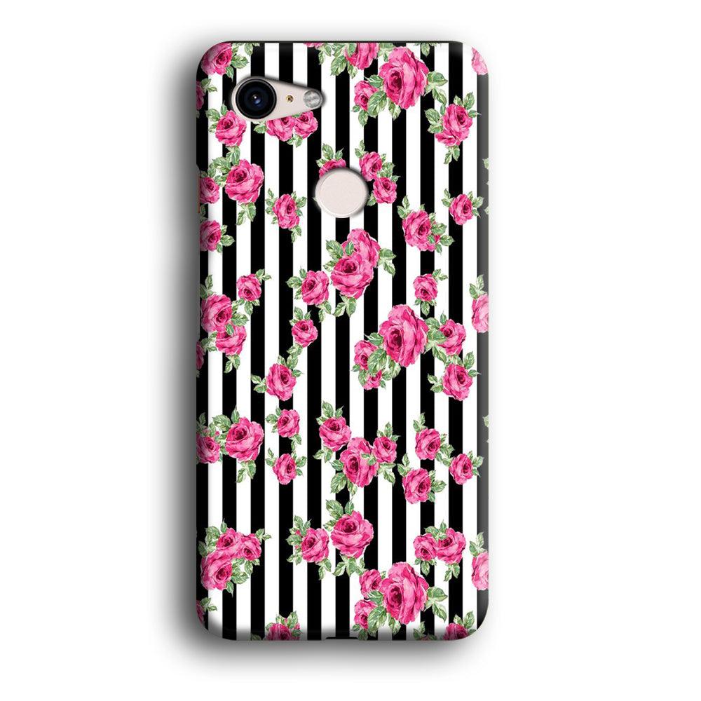 Girly Pink Rose Strip Google Pixel 3 XL 3D Case-Xtracase