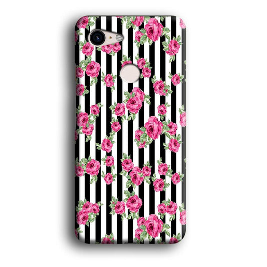 Girly Pink Rose Strip Google Pixel 3 XL 3D Case-Xtracase