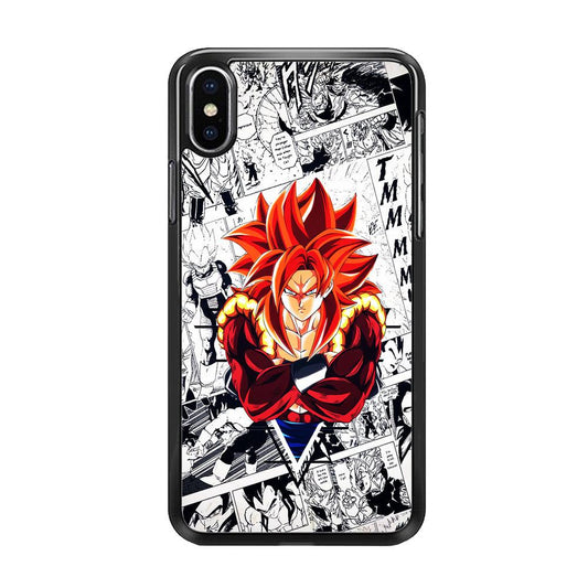 Gogeta Comic Background iPhone Xs Case-Rubber / Black (2D Case)-Xtracase