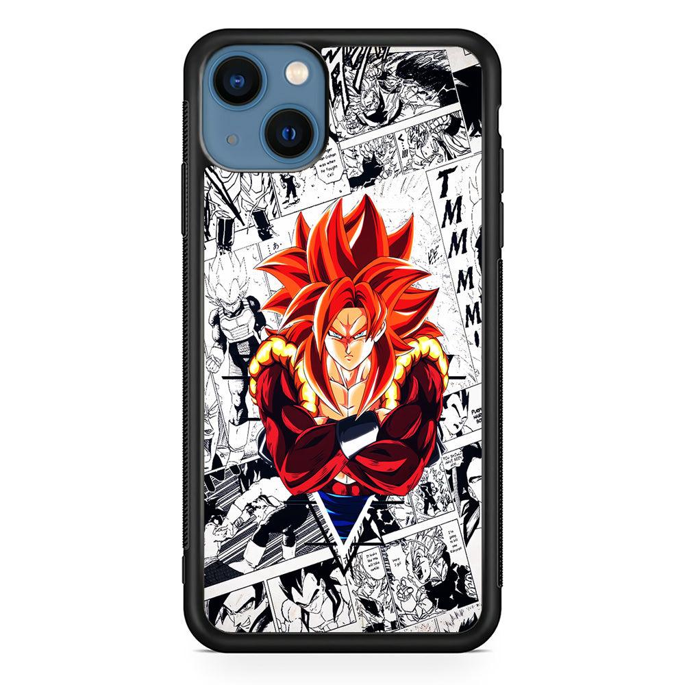 Gogeta Comic Background iPhone 13 Mini Case-Rubber / Black (2D Case)-Xtracase