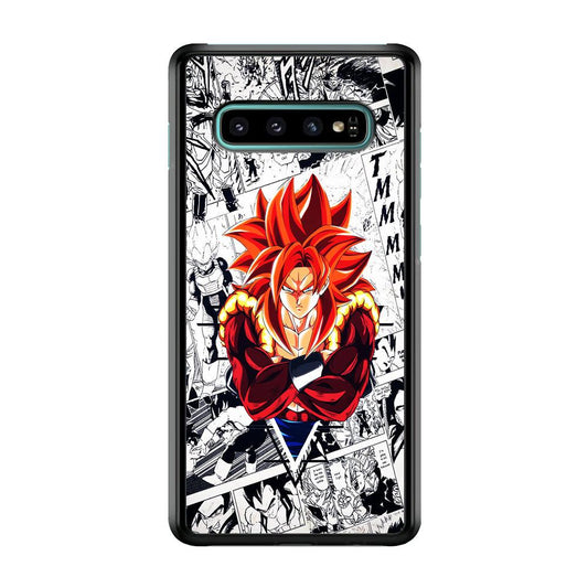 Gogeta Comic Background Samsung Galaxy S10 Case-Plastic / Full Wrap (3D Case)-Xtracase