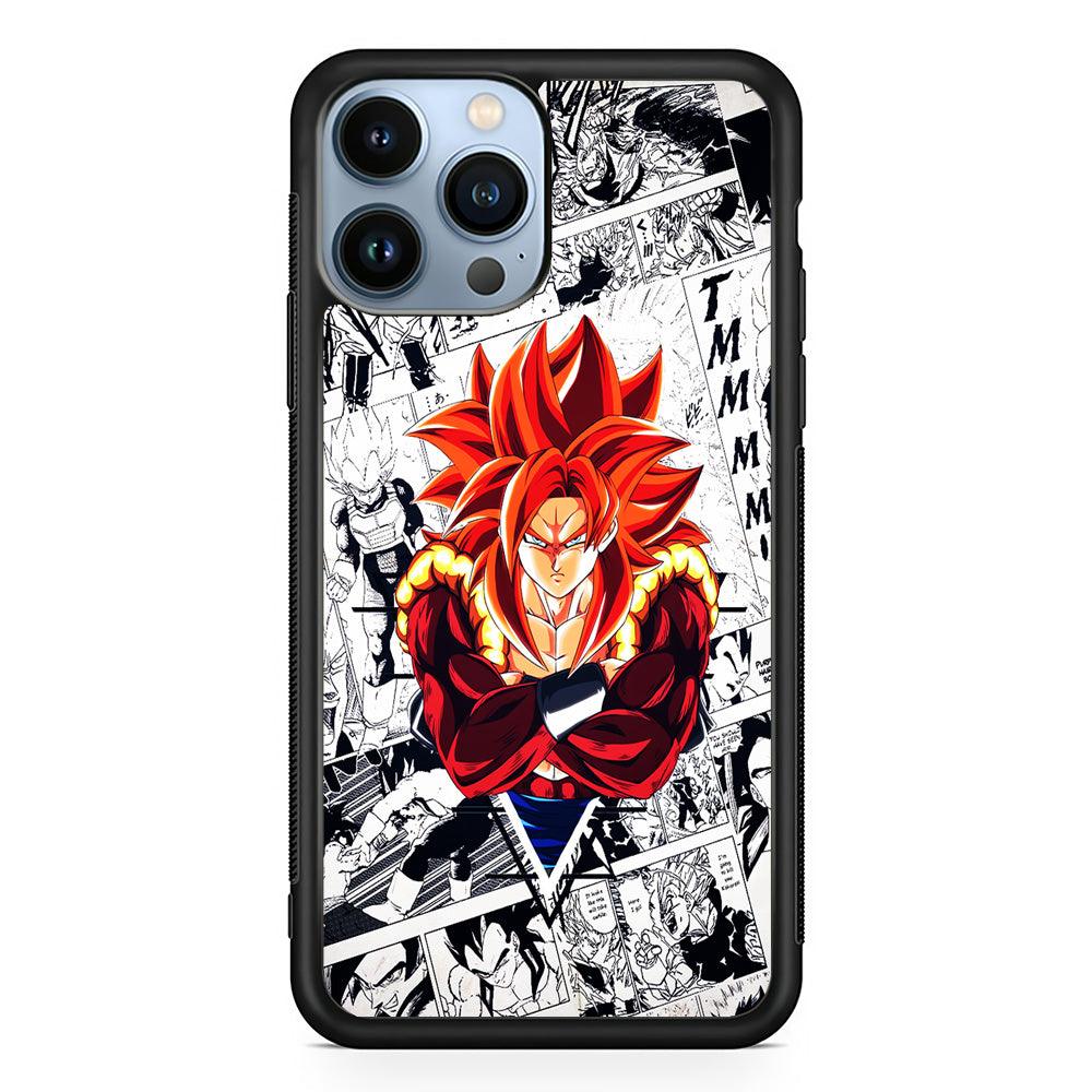Gogeta Comic Background iPhone 13 Pro Max Case-Rubber / Black (2D Case)-Xtracase