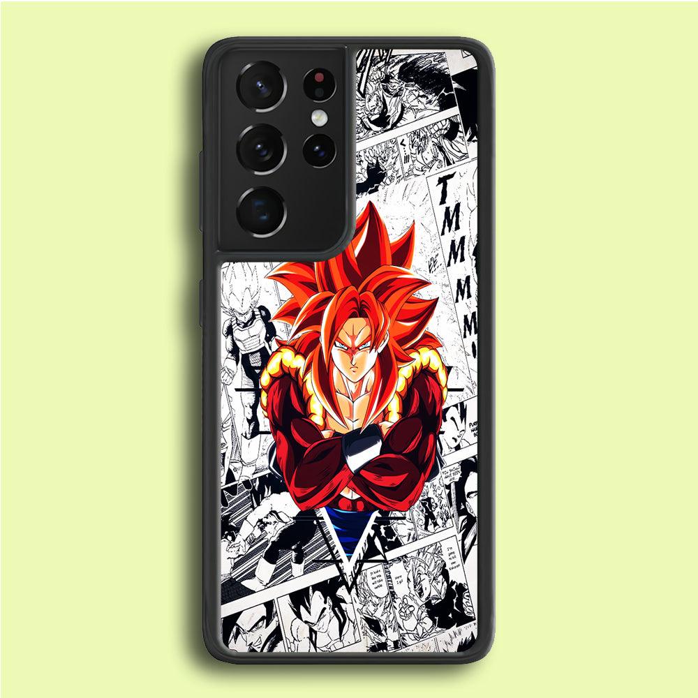 Gogeta Comic Background Samsung Galaxy S25 Ultra Case-Rubber / Black (2D Case)-Xtracase