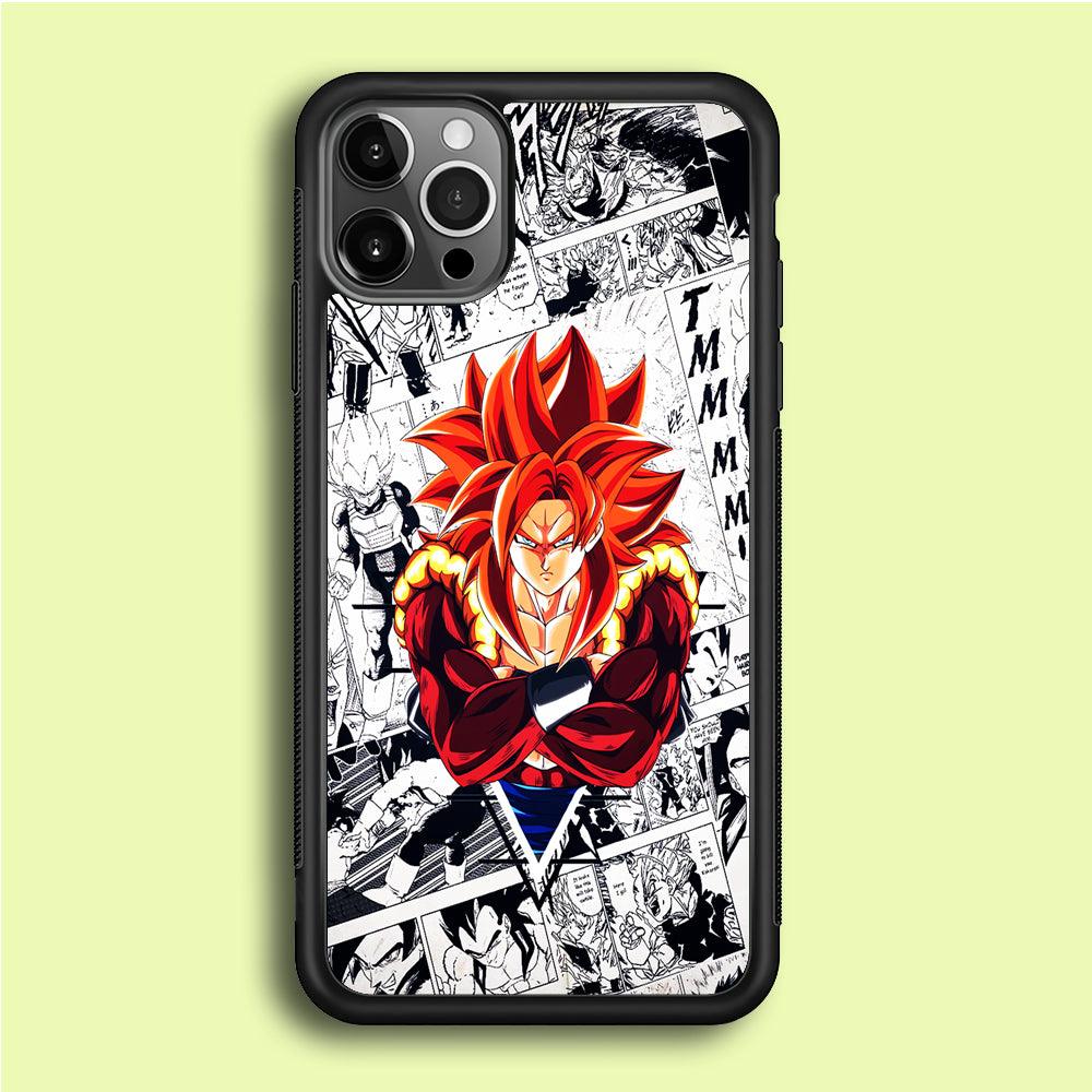 Gogeta Comic Background iPhone 12 Pro Max Case-Rubber / Black (2D Case)-Xtracase