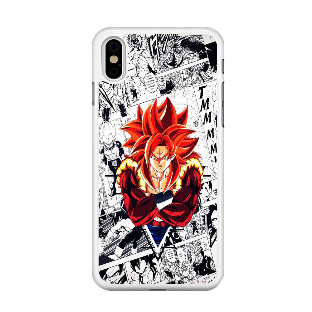 Gogeta Comic Background iPhone X Case-Rubber / White (2D Case)-Xtracase