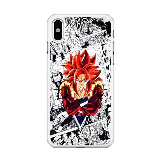 Gogeta Comic Background iPhone X Case-Rubber / White (2D Case)-Xtracase