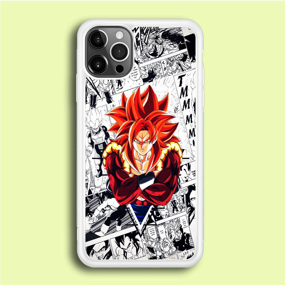 Gogeta Comic Background iPhone 12 Pro Max Case-Rubber / White (2D Case)-Xtracase