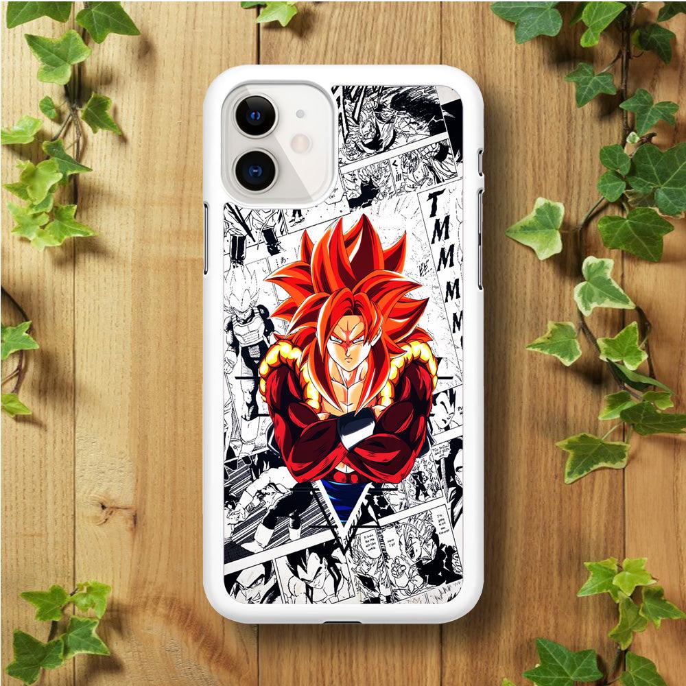 Gogeta Comic Background iPhone 11 Case-Rubber / White (2D Case)-Xtracase