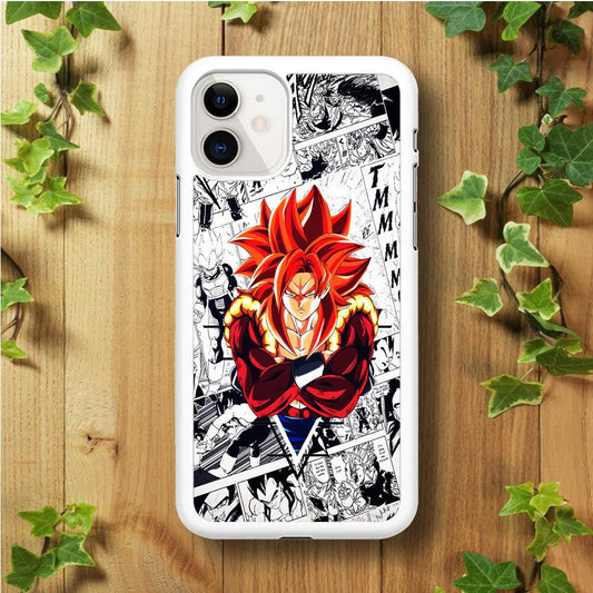 Gogeta Comic Background iPhone 11 Case-Rubber / White (2D Case)-Xtracase
