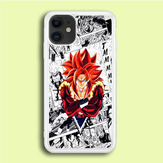Gogeta Comic Background iPhone 12 Case-Rubber / White (2D Case)-Xtracase