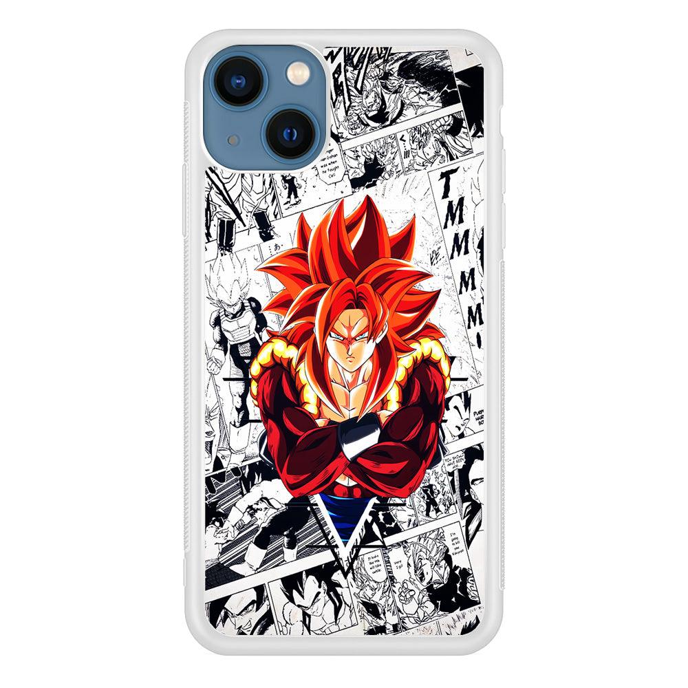 Gogeta Comic Background iPhone 13 Mini Case-Rubber / White (2D Case)-Xtracase