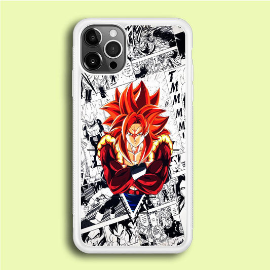 Gogeta Comic Background iPhone 12 Pro Case-Rubber / White (2D Case)-Xtracase