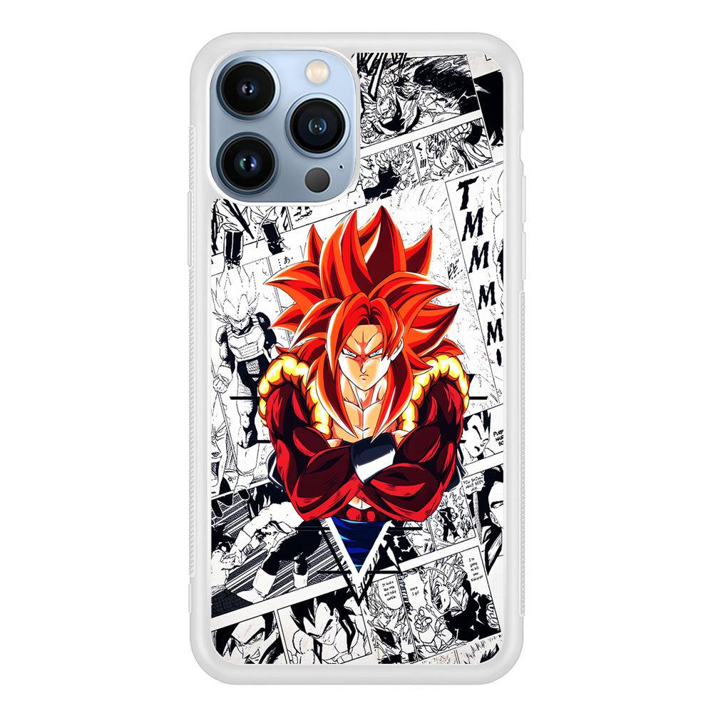 Gogeta Comic Background iPhone 13 Pro Max Case-Rubber / White (2D Case)-Xtracase