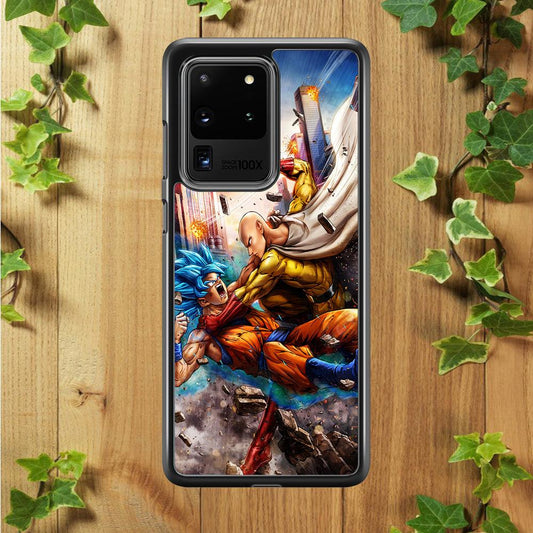 Goku VS Saitama Samsung Galaxy S20 Ultra Case-Rubber / Black (2D Case)-Xtracase