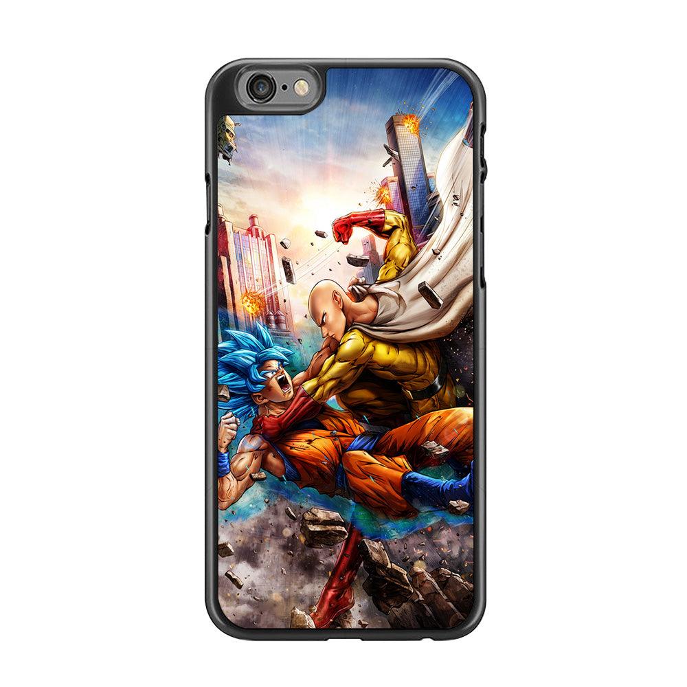 Goku VS Saitama iPhone 6 | 6s Case-Rubber / Black (2D Case)-Xtracase