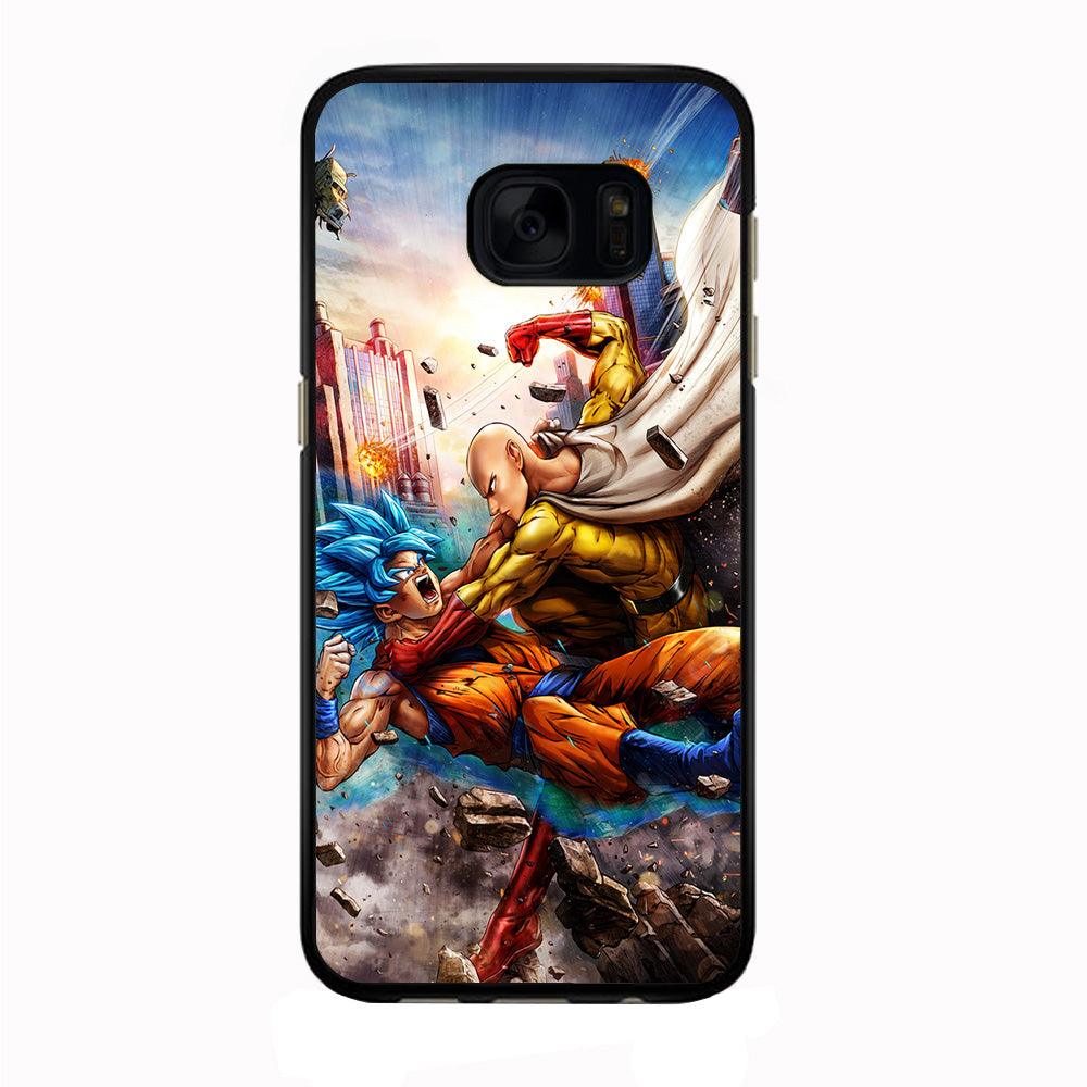 Goku VS Saitama Samsung Galaxy S7 Edge Case-Rubber / Black (2D Case)-Xtracase