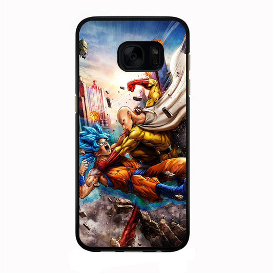 Goku VS Saitama Samsung Galaxy S7 Edge Case-Rubber / Black (2D Case)-Xtracase