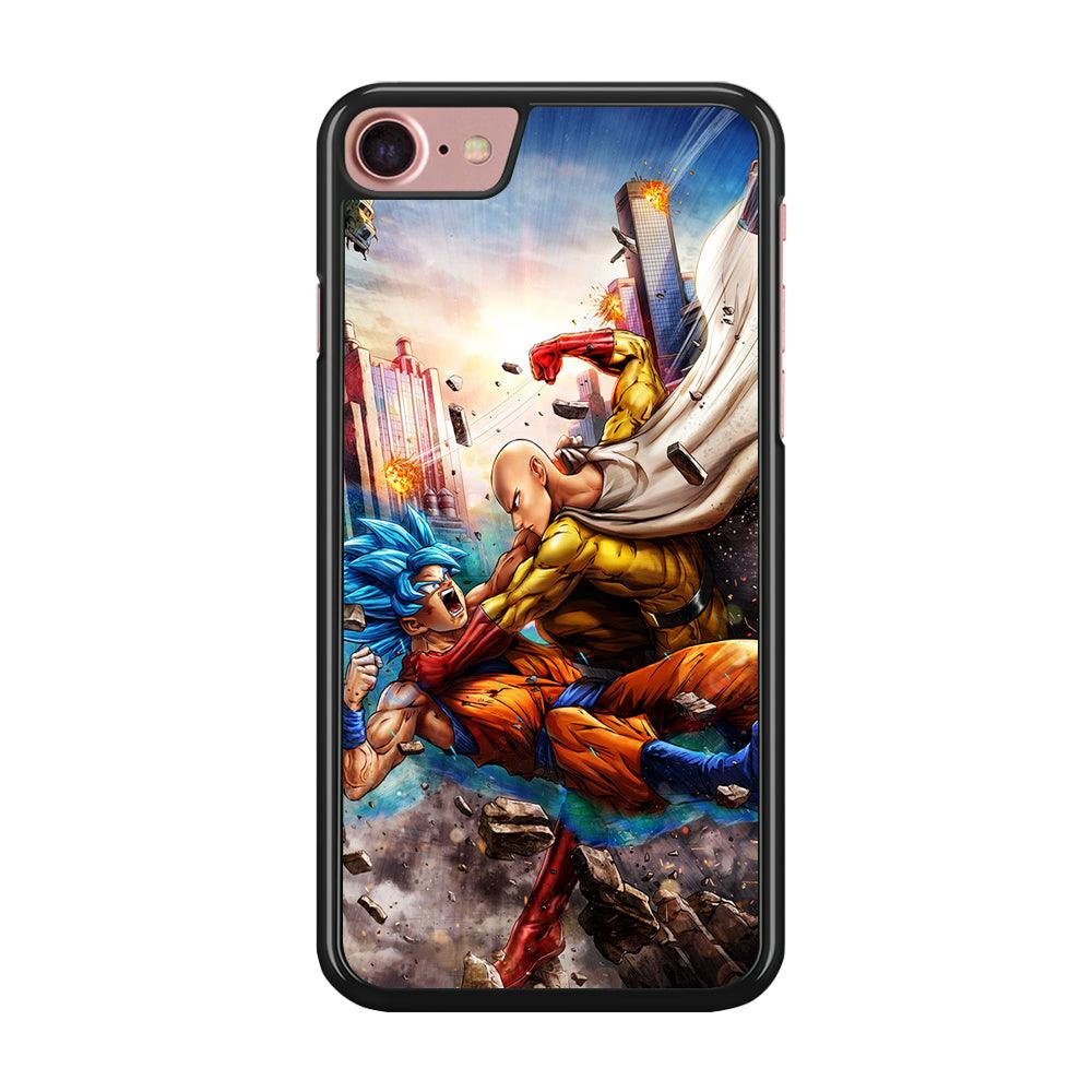 Goku VS Saitama iPhone SE 2020 Case-Rubber / Black (2D Case)-Xtracase