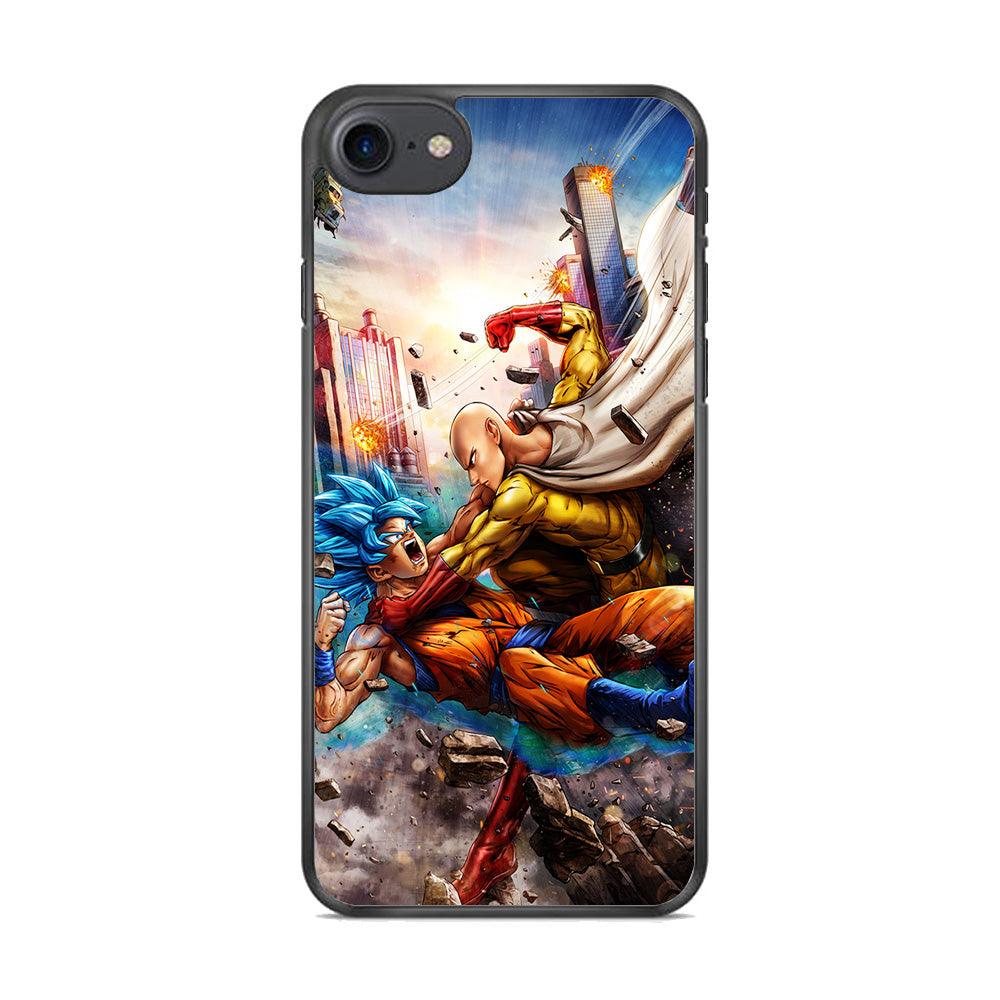 Goku VS Saitama iPhone 8 Case-Rubber / Black (2D Case)-Xtracase