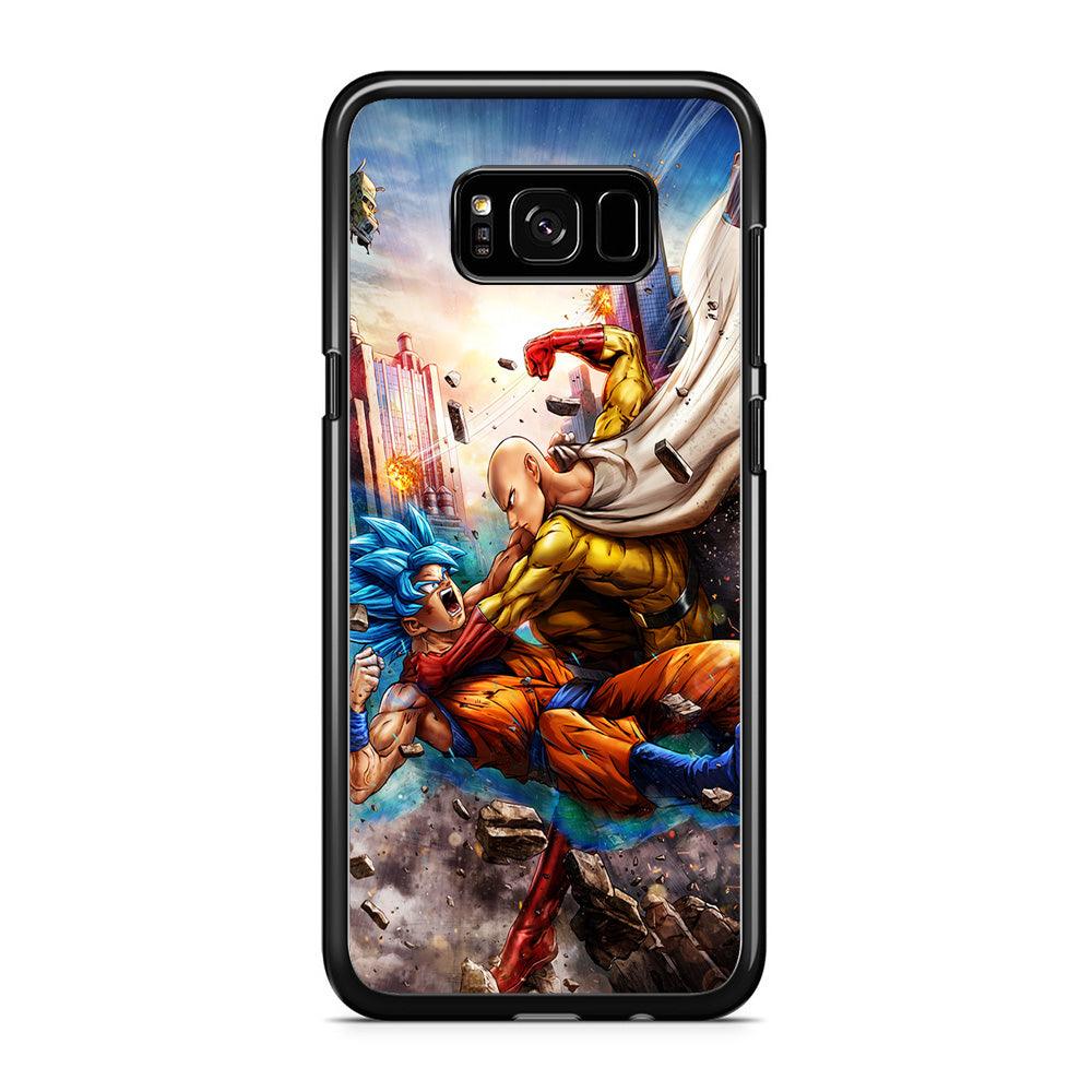 Goku VS Saitama Samsung Galaxy S8 Case-Rubber / Black (2D Case)-Xtracase
