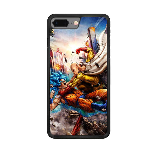 Goku VS Saitama iPhone 8 Plus Case-Rubber / Black (2D Case)-Xtracase