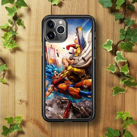 Goku VS Saitama iPhone 11 Pro Case-Rubber / Black (2D Case)-Xtracase
