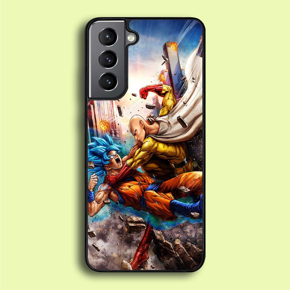 Goku VS Saitama Samsung Galaxy S21 Plus Case-Rubber / Black (2D Case)-Xtracase