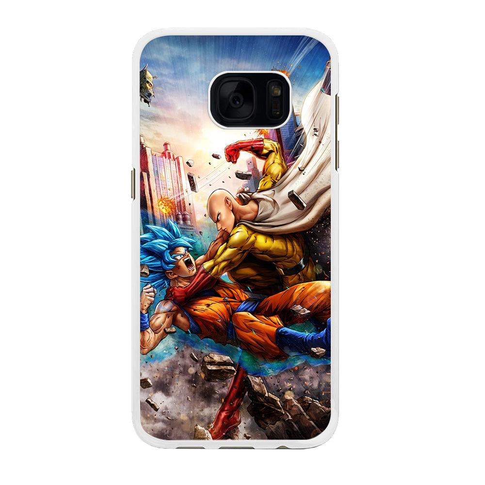 Goku VS Saitama Samsung Galaxy S7 Edge Case-Rubber / White (2D Case)-Xtracase