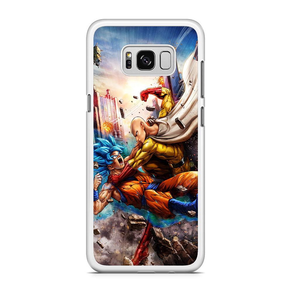 Goku VS Saitama Samsung Galaxy S8 Case-Rubber / White (2D Case)-Xtracase
