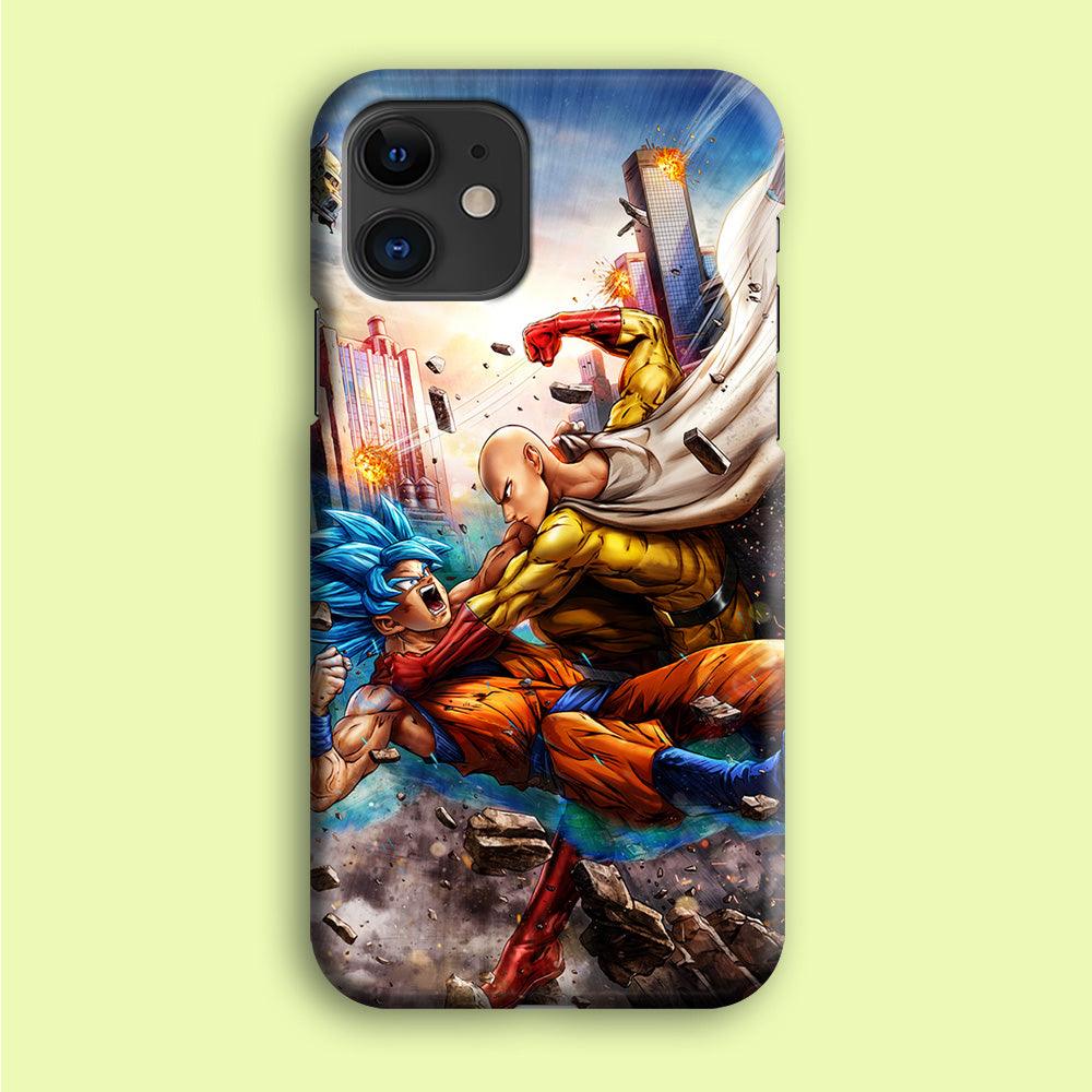 Goku VS Saitama iPhone 12 Case-Plastic / Full Wrap (3D Case)-Xtracase