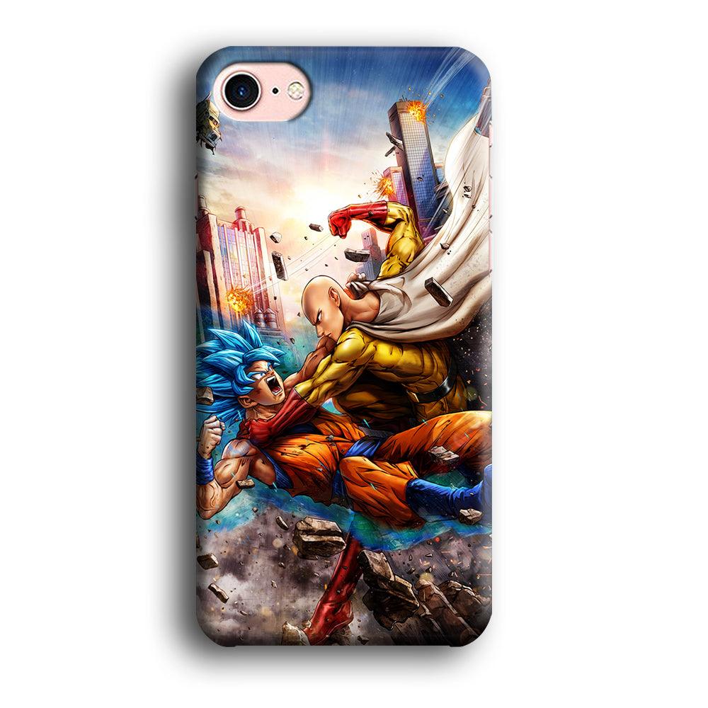Goku VS Saitama iPhone SE 2020 Case-Plastic / Full Wrap (3D Case)-Xtracase