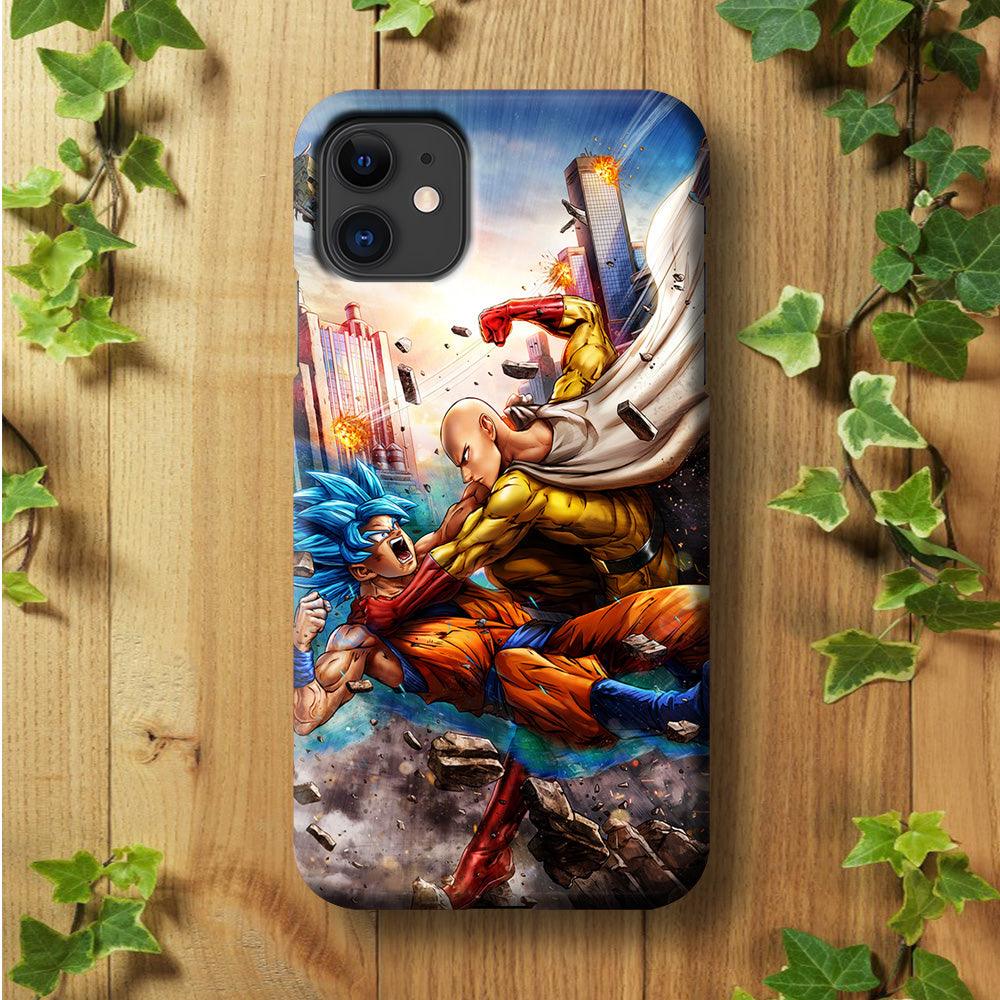 Goku VS Saitama iPhone 11 Case-Plastic / Full Wrap (3D Case)-Xtracase