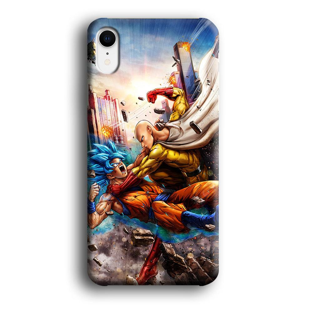 Goku VS Saitama iPhone XR Case-Plastic / Full Wrap (3D Case)-Xtracase