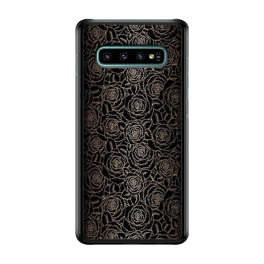 Gold Rose in The Dark Samsung Galaxy S10 Case-Plastic / Full Wrap (3D Case)-Xtracase
