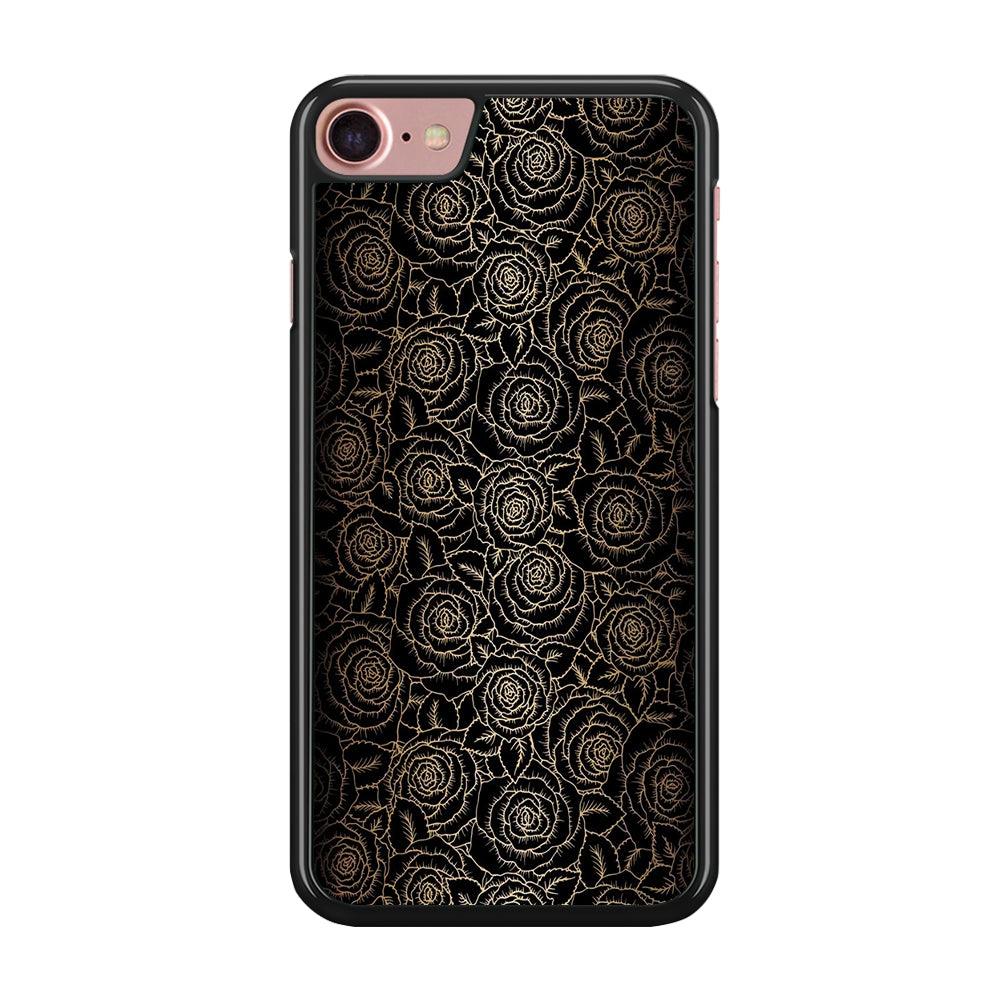 Gold Rose in The Dark iPhone 8 Case-Rubber / Black (2D Case)-Xtracase