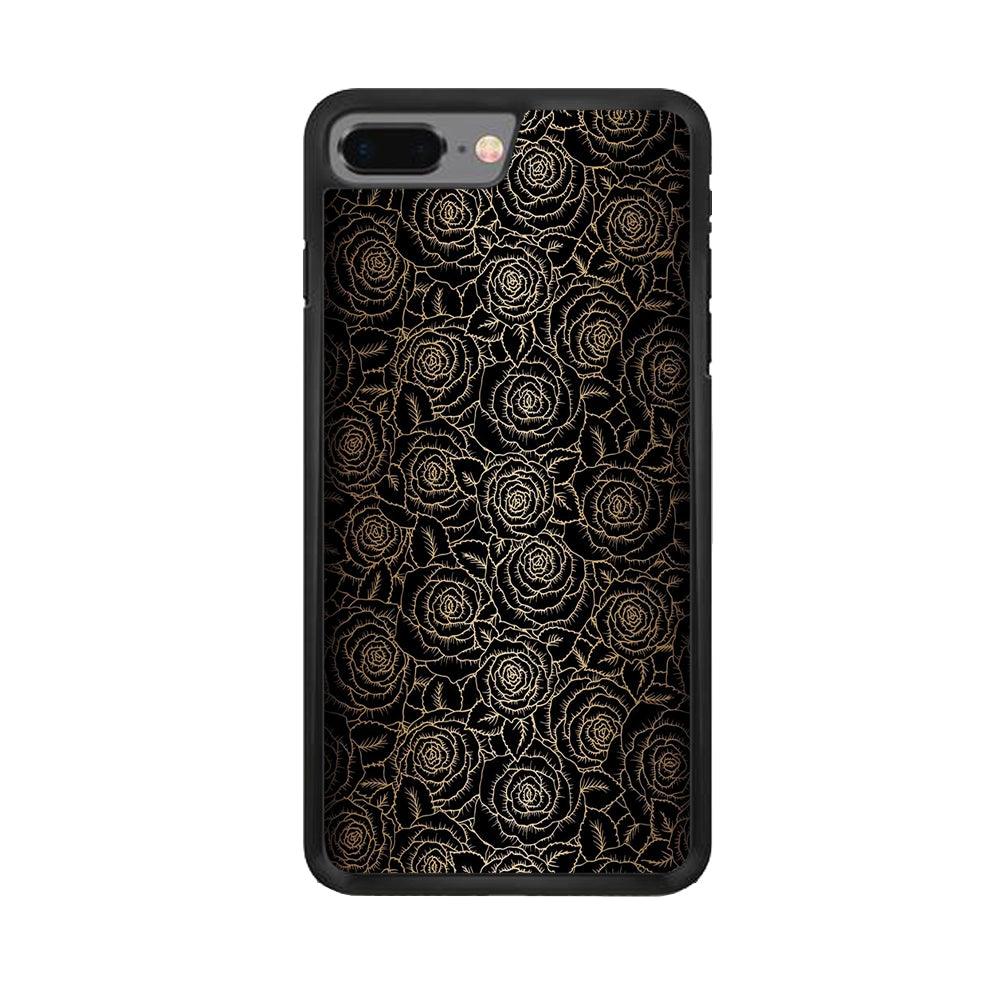 Gold Rose in The Dark iPhone 8 Plus Case-Rubber / Black (2D Case)-Xtracase